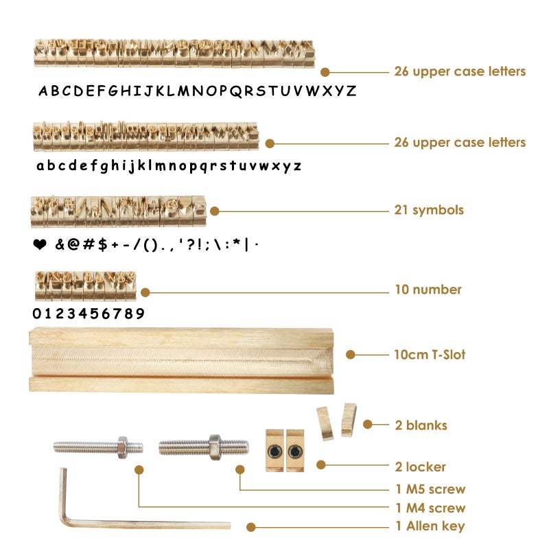 ZONEPACK Copper Brass Stamping Flexible Letters Numbers Alphabets Symbols Characters Molds CNC Engraving Molds for Hot Foil Stamping Machine (85pcs C Font) - Image 5